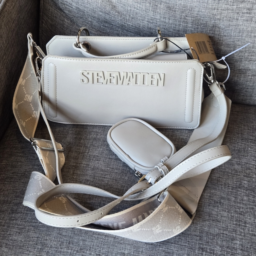 Viral TikTok STEVE MADDEN Bevie satchel Crossbody Bag- Gray
